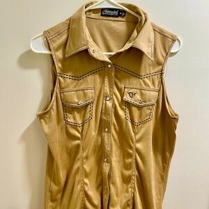 Tan Suede Button Up